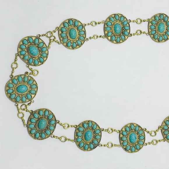 Tribal Turquoise Belly Chain: Handmade Kuchi Dance Belt main image 4
